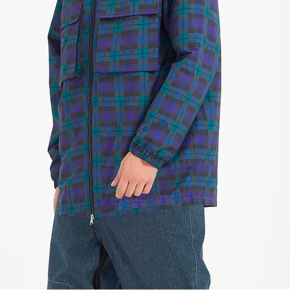 Sunny Day UPF Ski JACKET navy blue green Blackwatch Plaid Men’s Mens WINDBREAKER - Picture 12 of 16